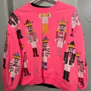Queen of Sparkles XS Hot pink nutcracker sweater. In EUC.